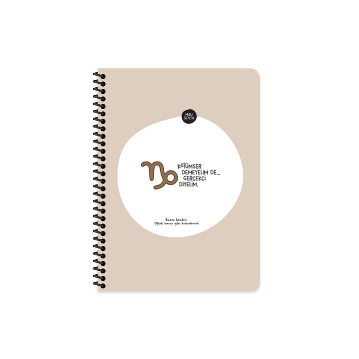 Hisli Şeyler 16,5x22,5 Spiralli Karton Kapak Stickerli Çizgili Burçlar Serisi Defter - Kötümser Demeyelim De Gerçekçi Diyelim