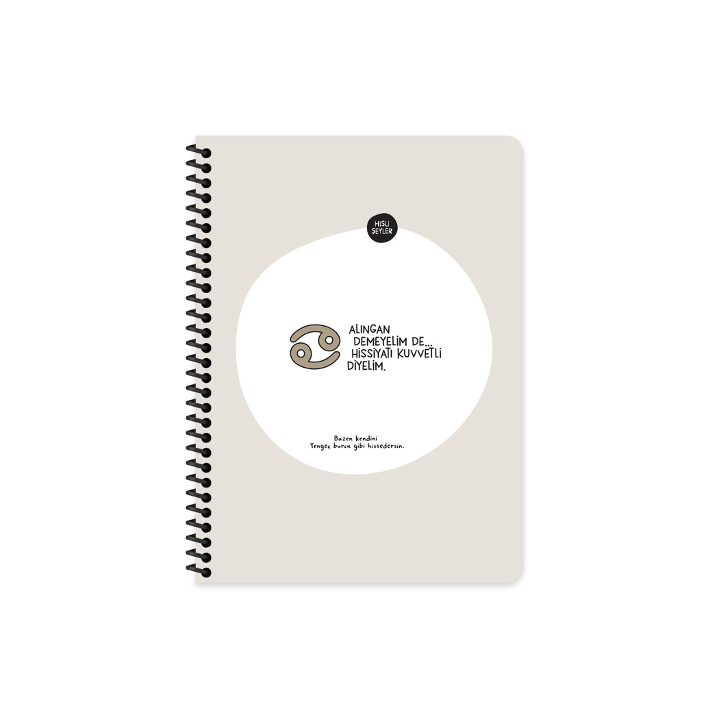Hisli Şeyler 16,5x22,5 Spiralli Karton Kapak Stickerli Çizgili Burçlar Serisi Defter - Alıngan Demeyelim De Hisleri Kuvvetli