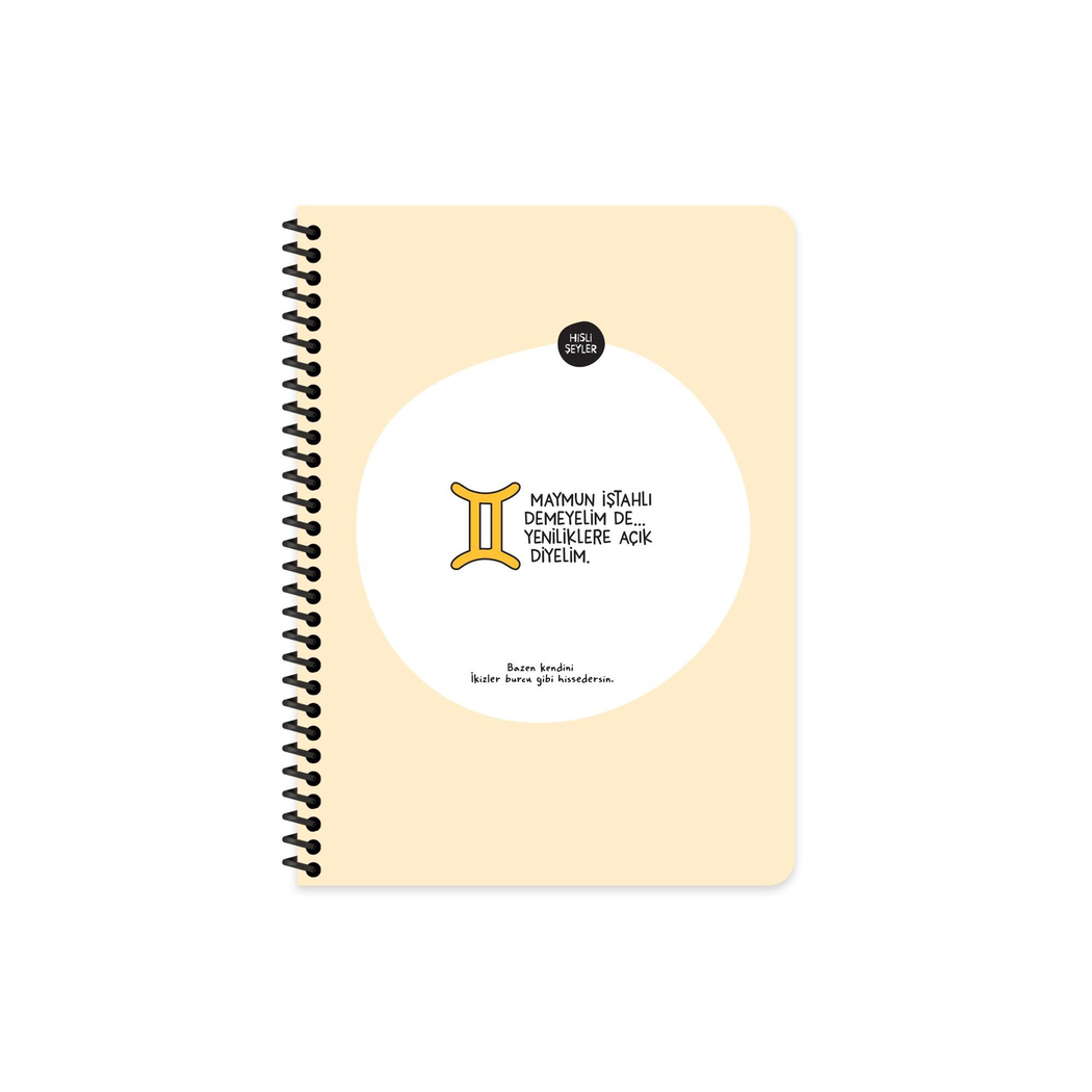 Hisli Şeyler 16,5x22,5 Spiralli Karton Kapak Stickerli Kareli Burçlar Serisi Defter - İnatçı Demeyelim De Kararlı Diyelim