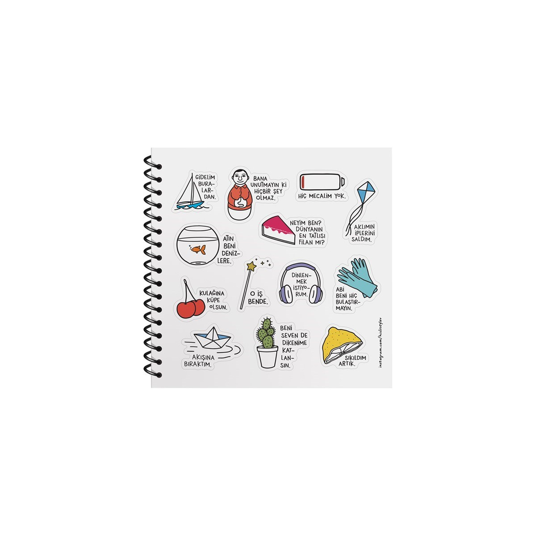 Hisli Şeyler 16x15 Çizgili Defter - Yazsan Gönül Razı Değil Yazmasam Olmaz