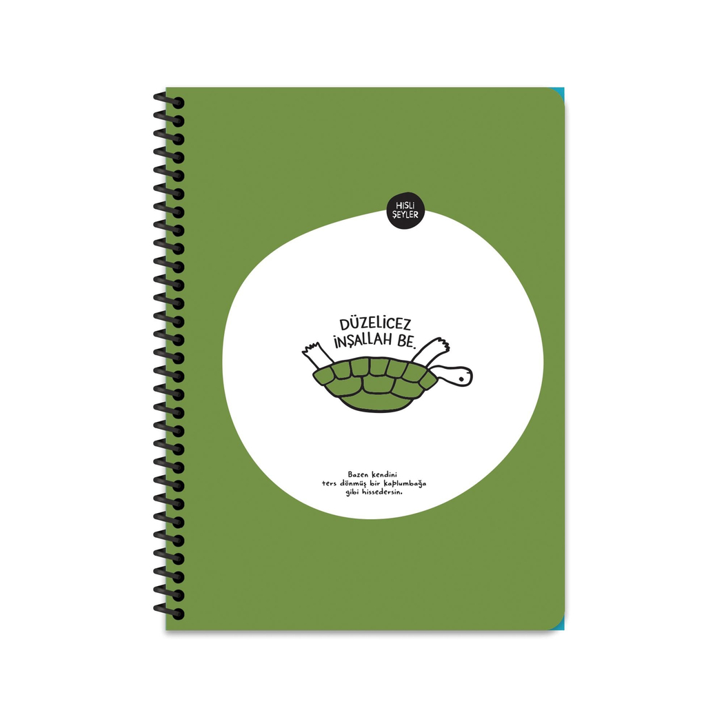 Hisli Şeyler 18,5x25 Spiralli Karton Kapak Kareli Defter - Düzelicez İnşallah Be