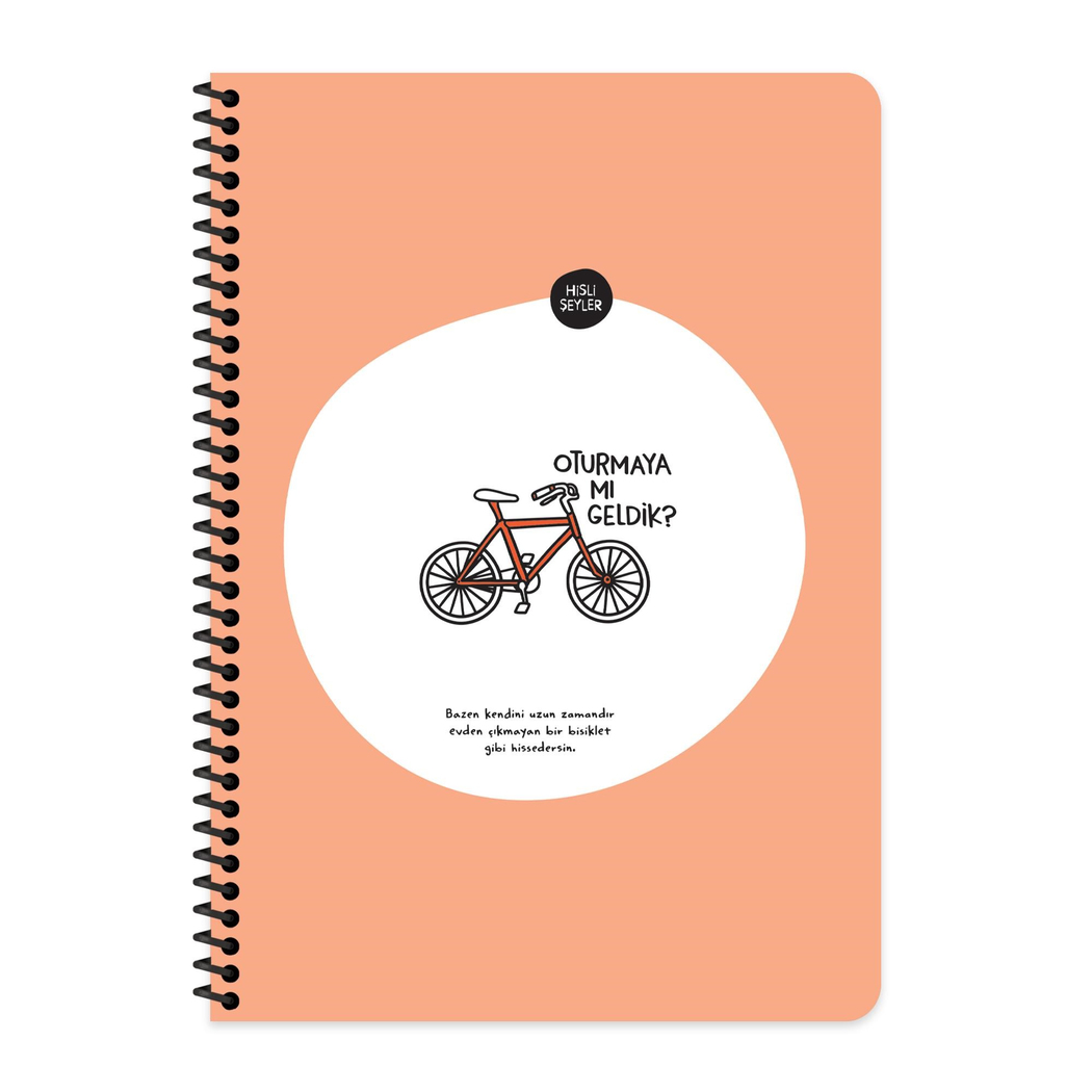 Hisli Şeyler A4 Çizgili Spiralli Stickerli Defter Oturmaya Mı Geldik?