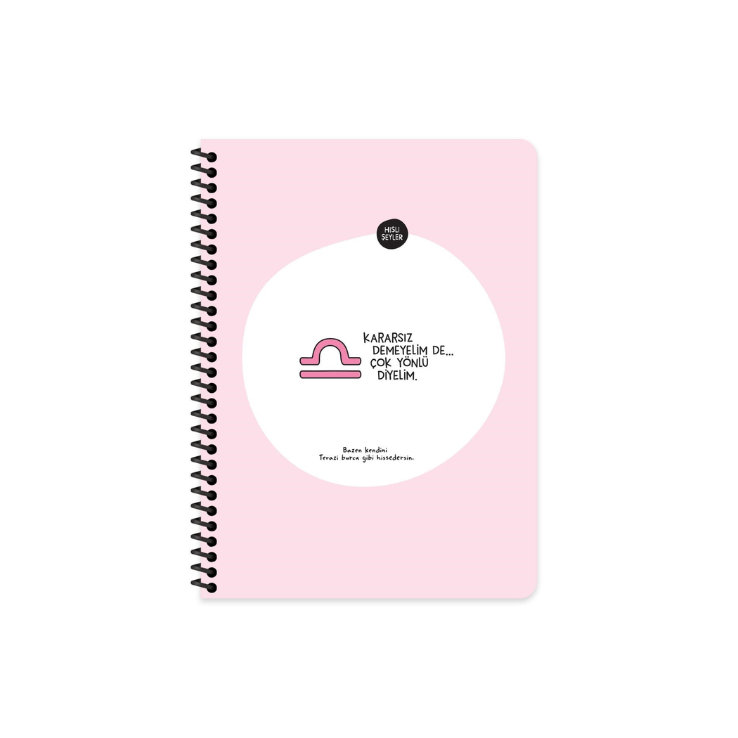 Hisli Şeyler A4 Spiralli Karton Kapak Çizgili Stickerli Burçlar Serisi Defter - Kararsız Demeyelim De Çok Yönlü Diyelim