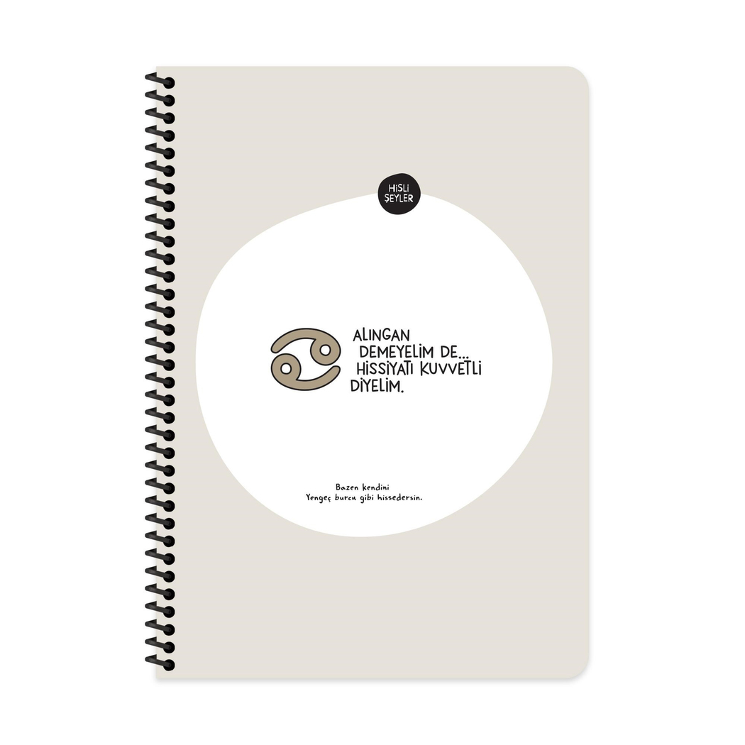 Hisli Şeyler A4 Spiralli Karton Kapak Kareli Stickerli Burçlar Serisi Defter - Kibirli Demeyelim De Özgüveni Yüksek Diyelim