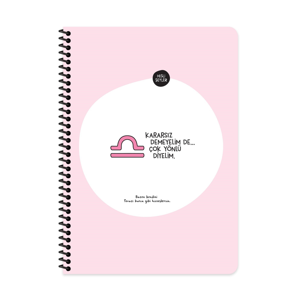 Hisli Şeyler A4 Spiralli Karton Kapak Kareli Stickerli Burçlar Serisi Defter - Takıntılı Demeyelim De Özenli Diyelim