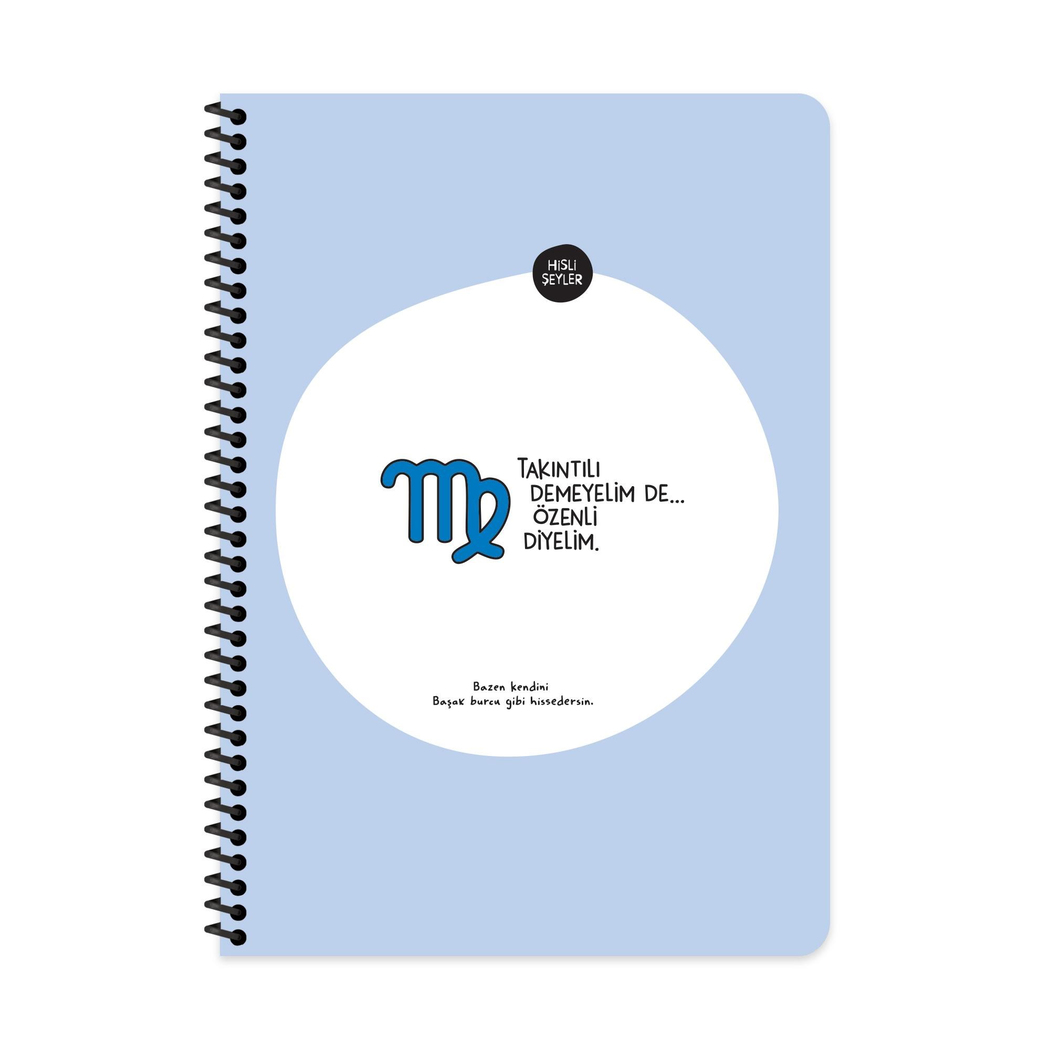 Hisli Şeyler A4 Spiralli Karton Kapak Kareli Stickerli Burçlar Serisi Defter - Kararsız Demeyelim De Çok Yönlü Diyelim