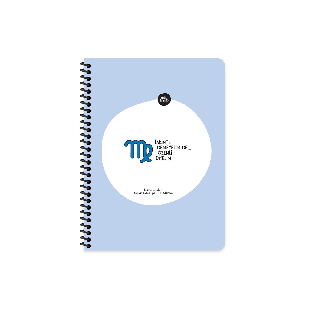 Hisli Şeyler A4 Spiralli Karton Kapak Çizgili Stickerli Burçlar Serisi Defter - Takıntılı Demeyelim De Özenli Diyelim