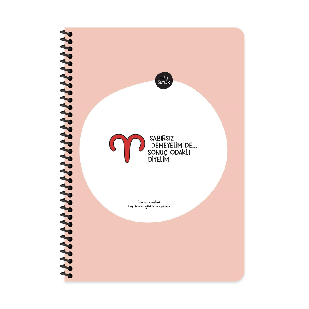 Hisli Şeyler A4 Spiralli Karton Kapak Kareli Stickerli Burçlar Serisi Defter - Sabırsız Demeyelim De Sonuç Odaklı Diyelim