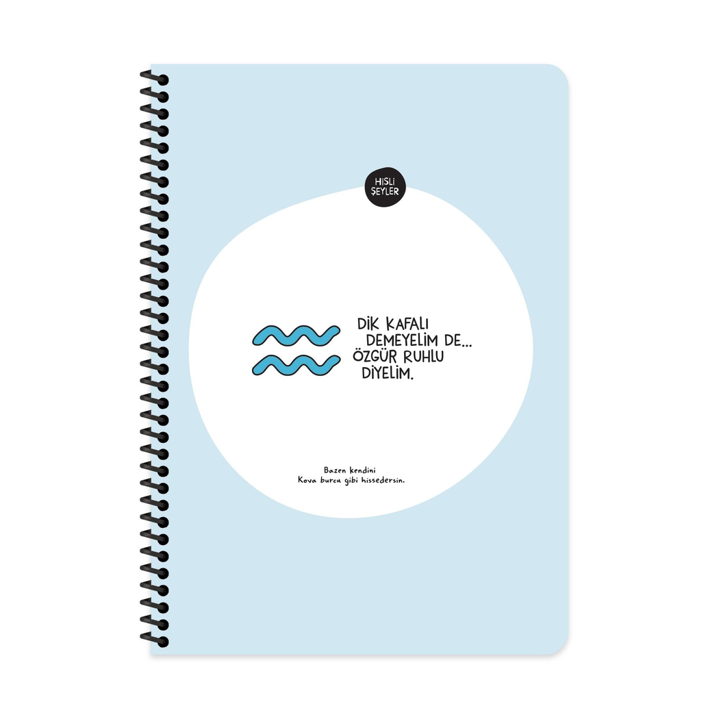 Hisli Şeyler A4 Spiralli Karton Kapak Kareli Stickerli Burçlar Serisi Defter - Dik Kafalı Demeyelim De Özgür Ruhlu Diyelim