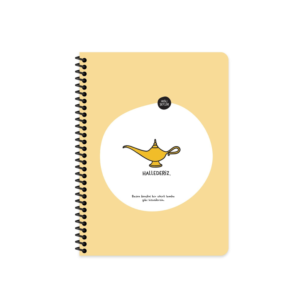 Hisli Şeyler Çizgili Spiralli Stickerli Defter Hallederiz 16,5x22,5