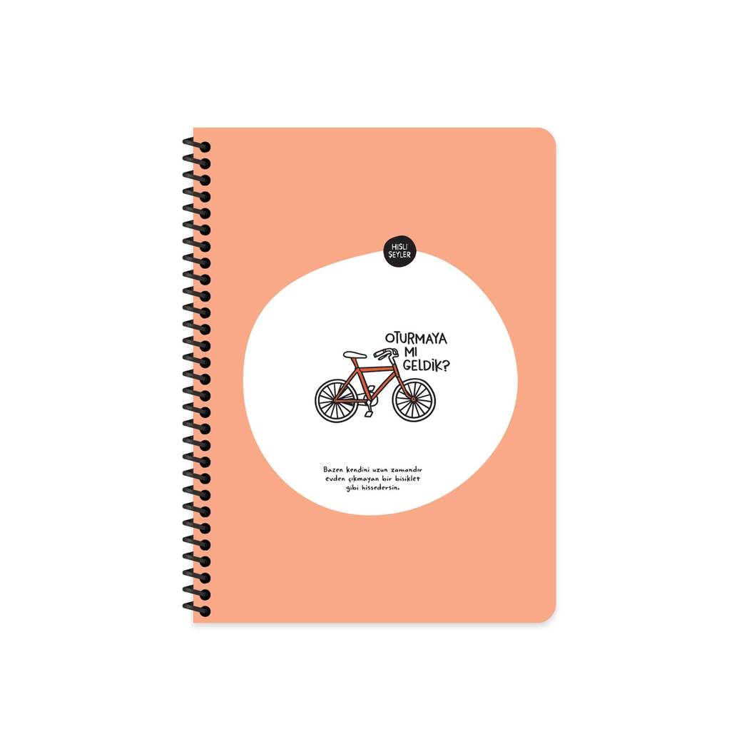 Hisli Şeyler Çizgili Spiralli Stickerli Defter Oturmaya Mı Geldik? 16,5x22,5