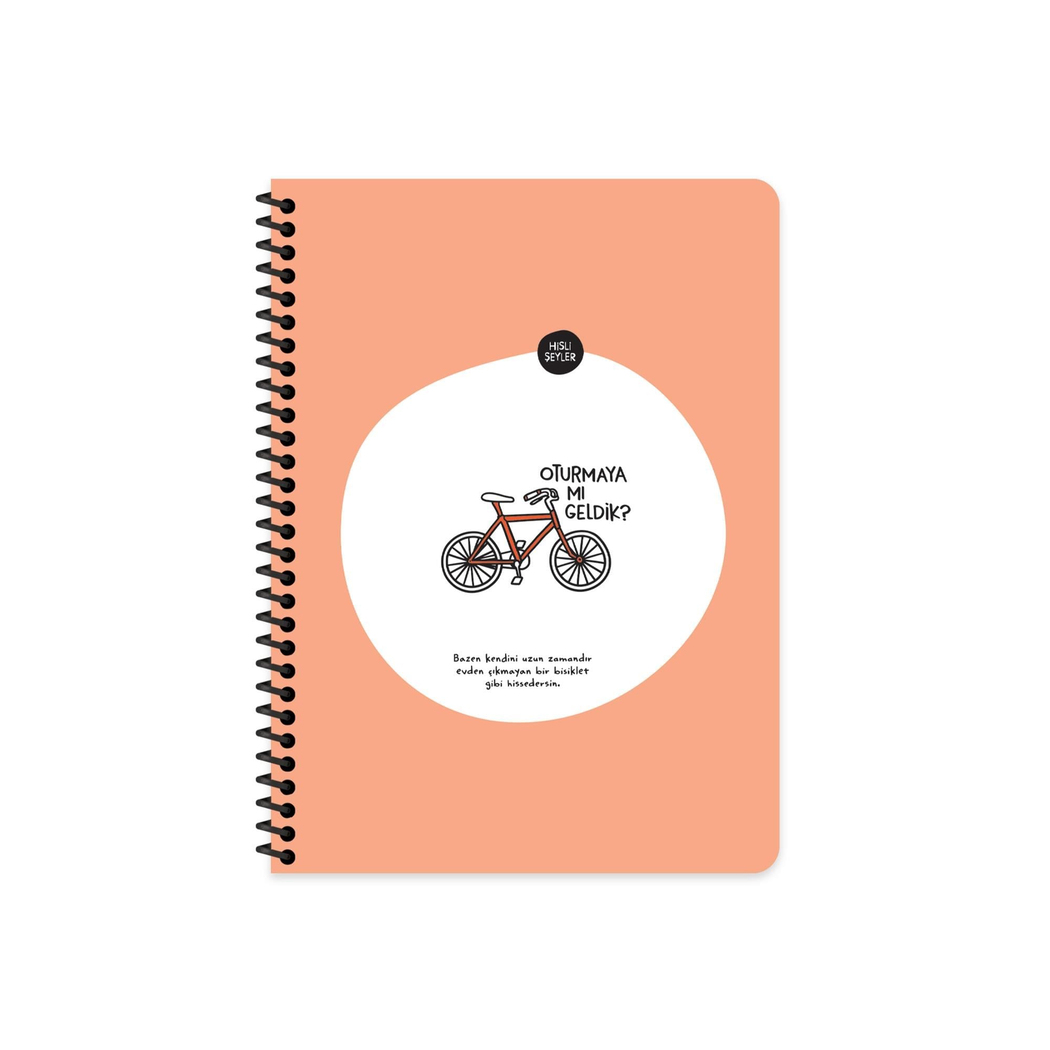 Hisli Şeyler Çizgili Spiralli Stickerli Defter Oturmaya Mı Geldik? 16,5x22,5