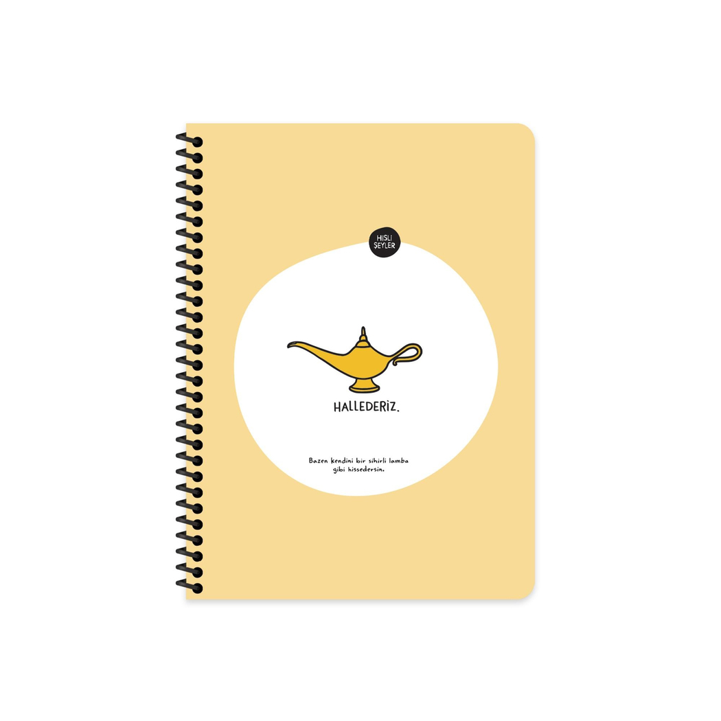 Hisli Şeyler Kareli Spiralli Stickerli Defter Hallederiz 16,5x22,5