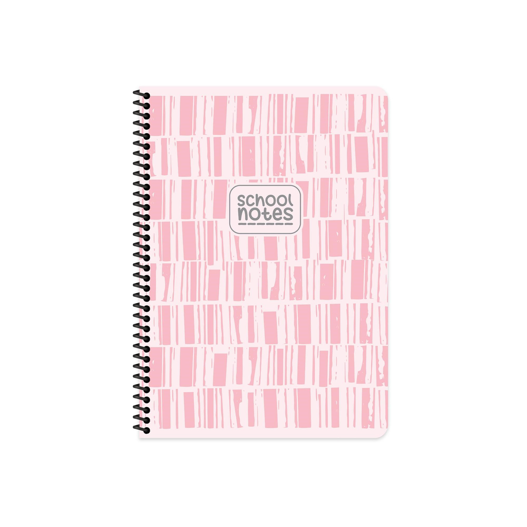 Kareli Karton Kapak Spiralli Çizgi Defter Pembe 16,5*22,5 80 Yp