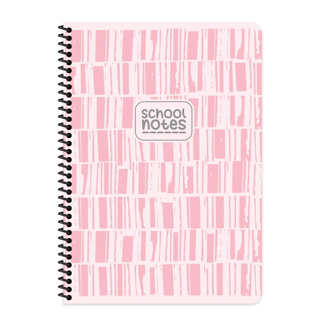 Kareli Karton Kapak Spiralli Çizgi Defter Pembe A4 80 Yp