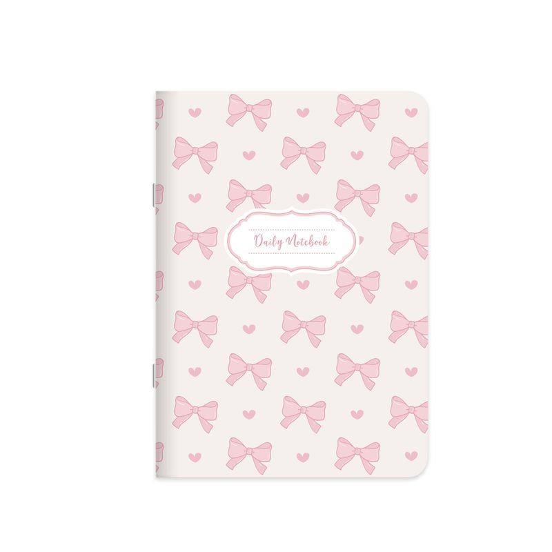 Kareli Kuşe Kapak Kurdele Stickerli Defter 18,5 x 26 CM - Kurdeleler