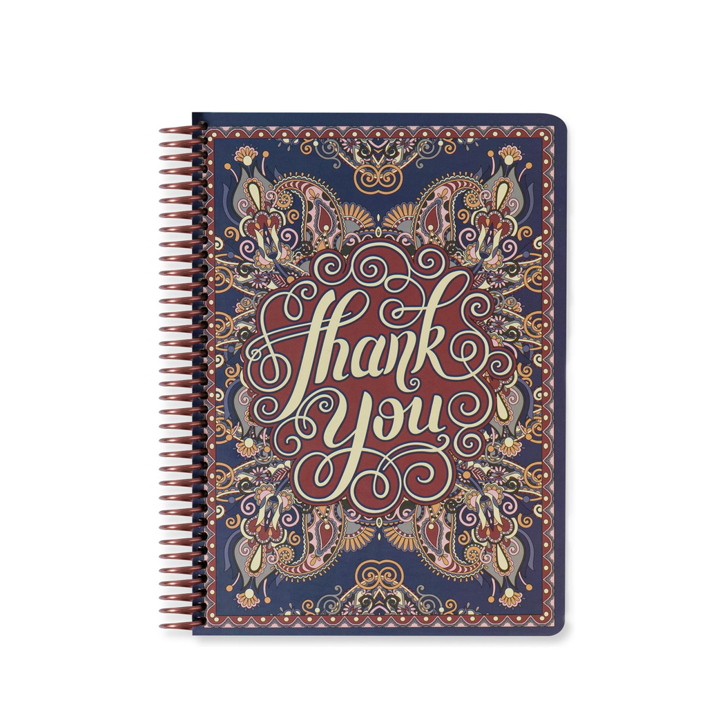 Kareli Sert Kapak Spiralli Wallart Defter Thank You 17x24