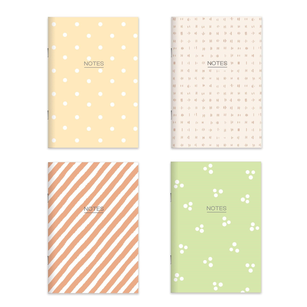 Karton Kapak Hafif Kağıt Defter 4'Lü Set-Toprak (2Çizgili+2Düz) 14*20 24 Yp.