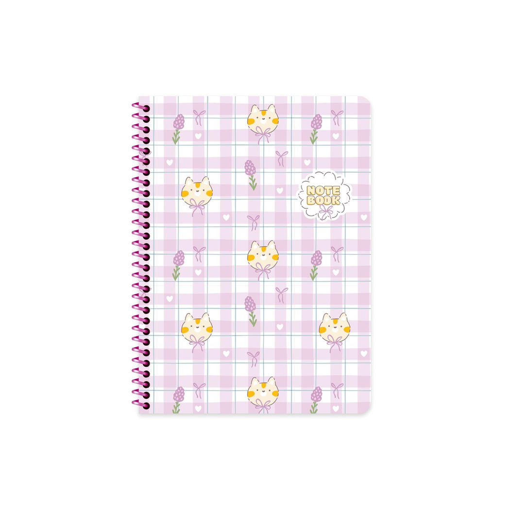 Keskin 16.5 x 22.5 Kareli Karton Kapak Kawaii Defter - Kedi
