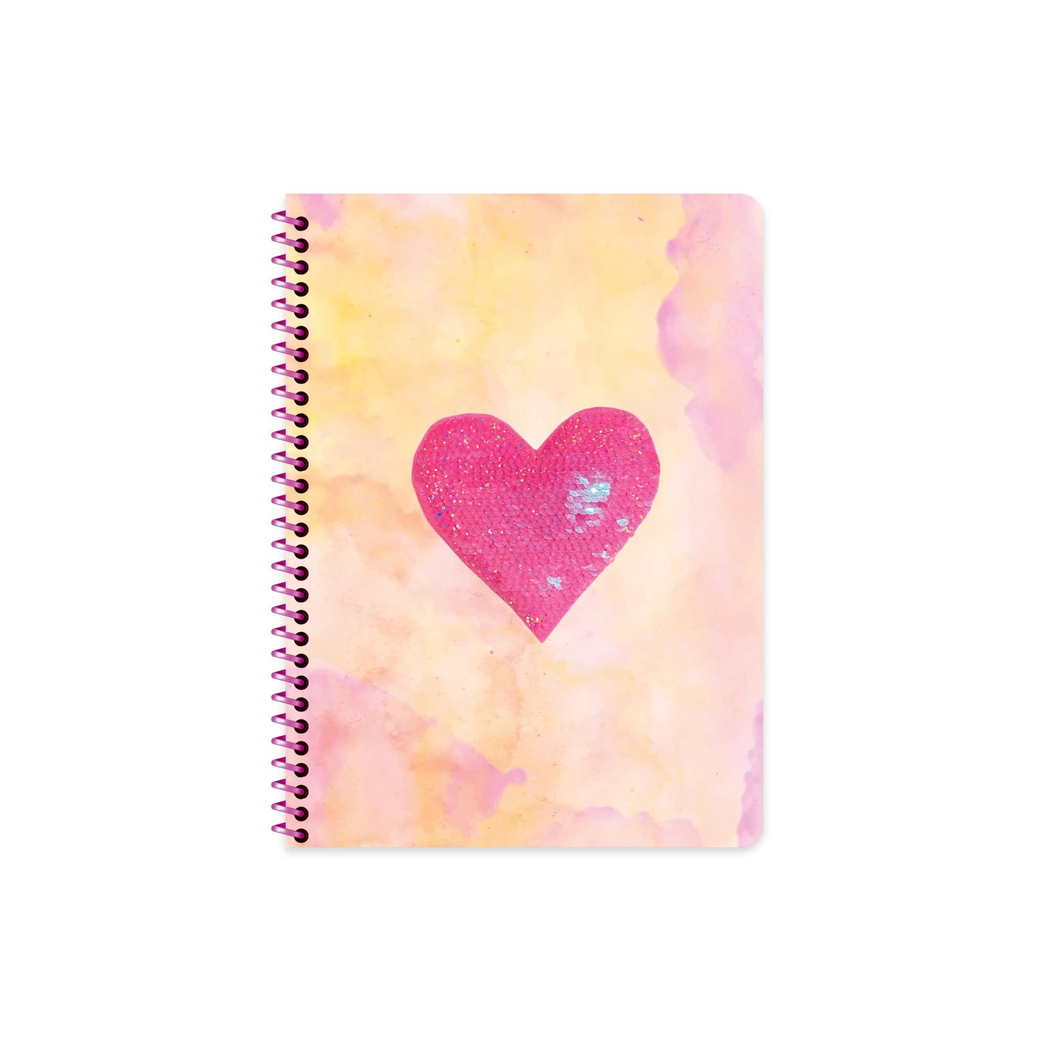 Keskin 16.5x 22.5 Çizgili Pullu Kalp Spiralli Defter - Turuncu