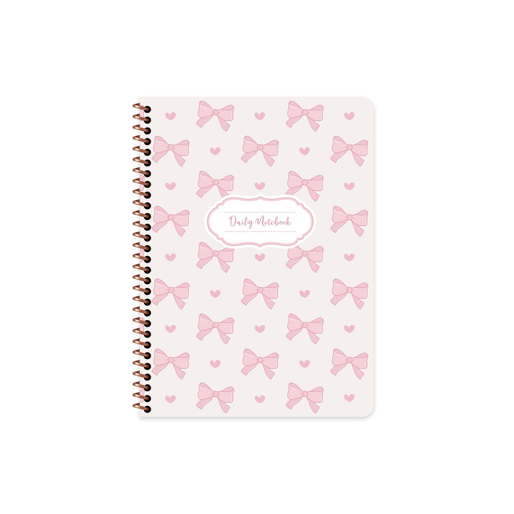 Keskin 16,5*22,5 Kurdele Çizgisiz Spiralli Sert Kapak Defter- Pembe Kurdele