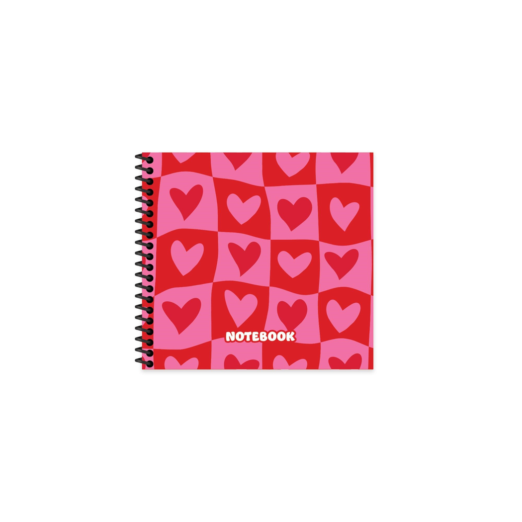 Keskin 16x15 Çizgili Spiralli Sert Kapak Romantik Defter - Kalpler
