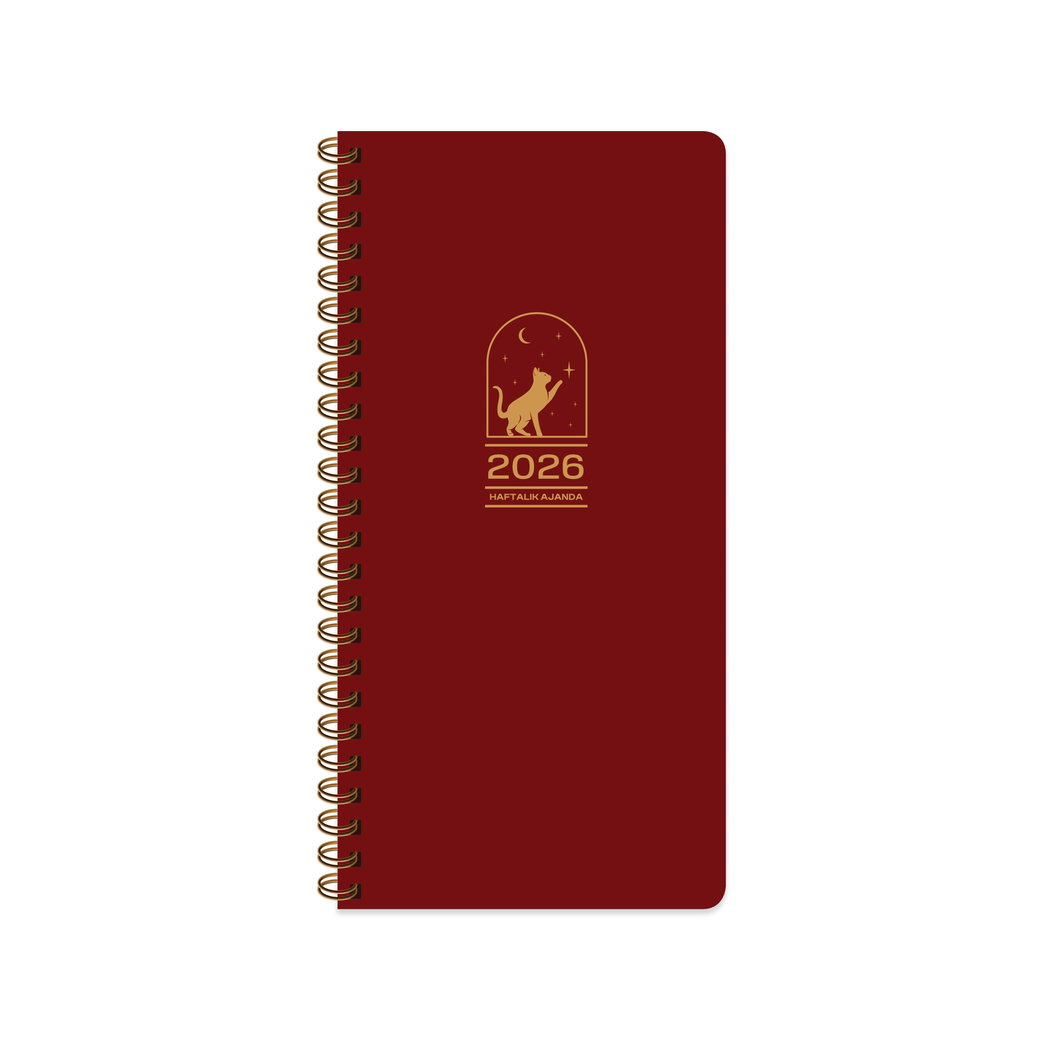 Keskin 2026-8*16 Haftalık Spiralli Cep Ajandası - Bordo