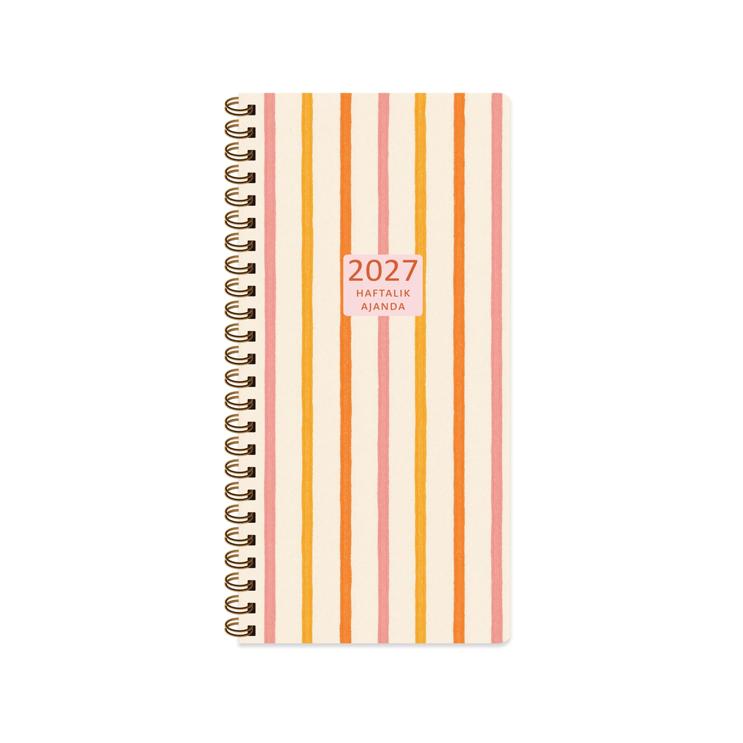 Keskin 2027-8*16 Haftalık Spiralli Cep Ajandası - Çizgi