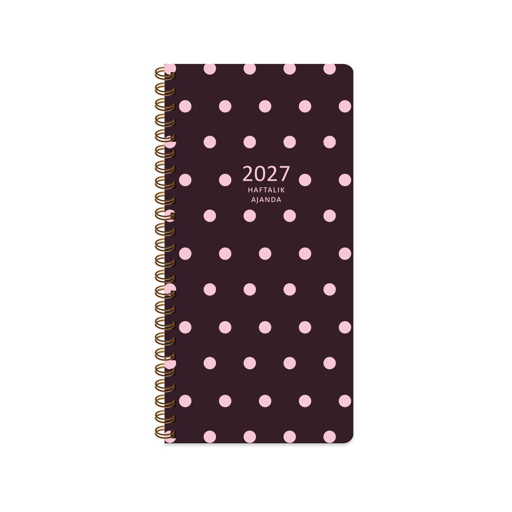 Keskin 2027-8*16 Haftalık Spiralli Cep Ajandası - Puantiye