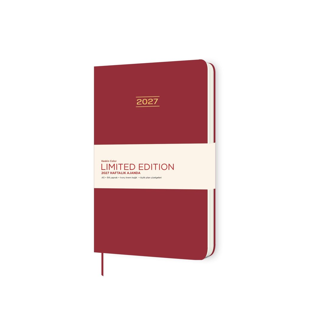 Keskin 2027-A5 Ciltli Limited Edition Haftalık Ajanda - Kırmızı
