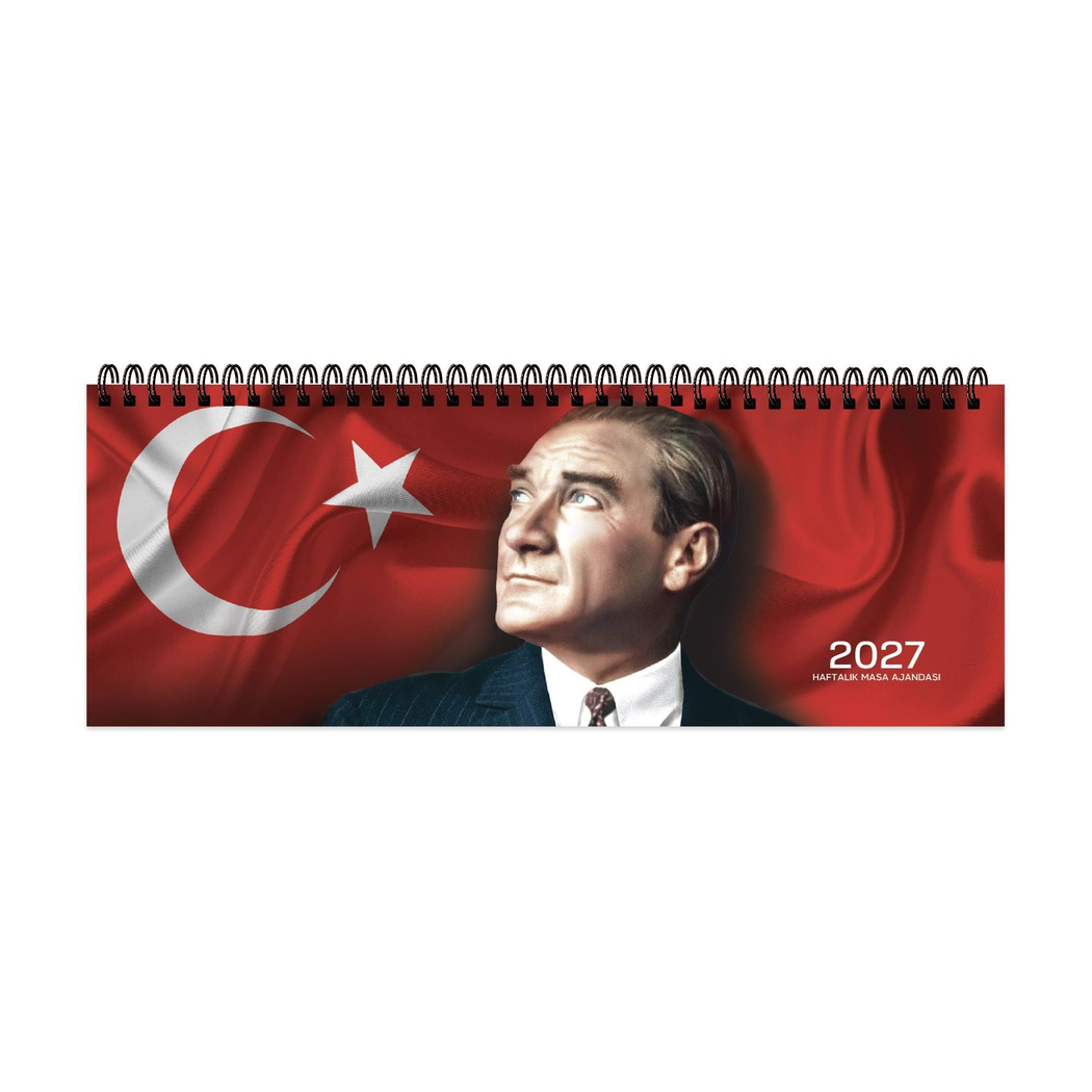 Keskin 2027-AJ-65 12*33,5 Spr.Haftalık Masa Ajandası-Atatürk
