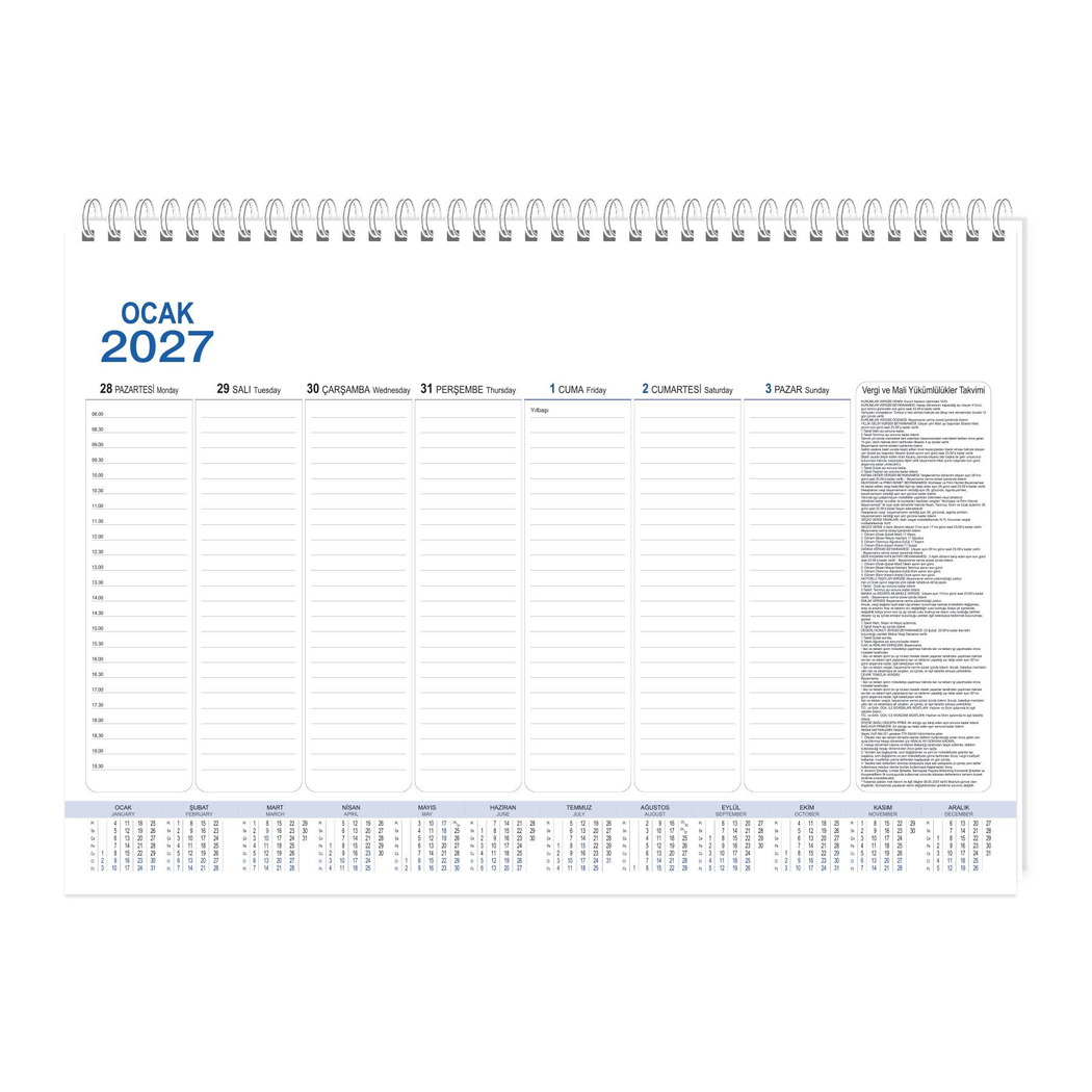 Keskin 2027-AJ-70 28*40 Haftalık Spiralli Masa Sümeni