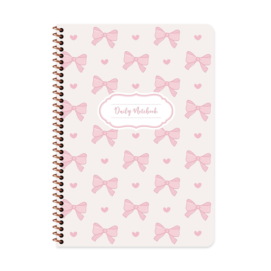 Keskin A4 Kurdele Çizgili Spiralli Karton Kapak Defter - Pembe Kurdele