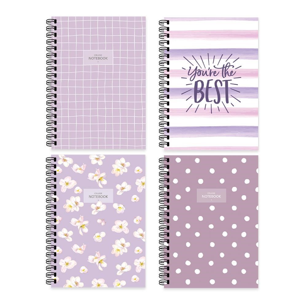Keskin A6 Çizgili Kare Model Lila Defter - 4'lü Set