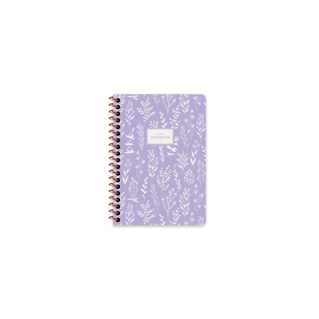 Keskin A6 Çizgili Spiralli Pastel Flora Defter - Mor