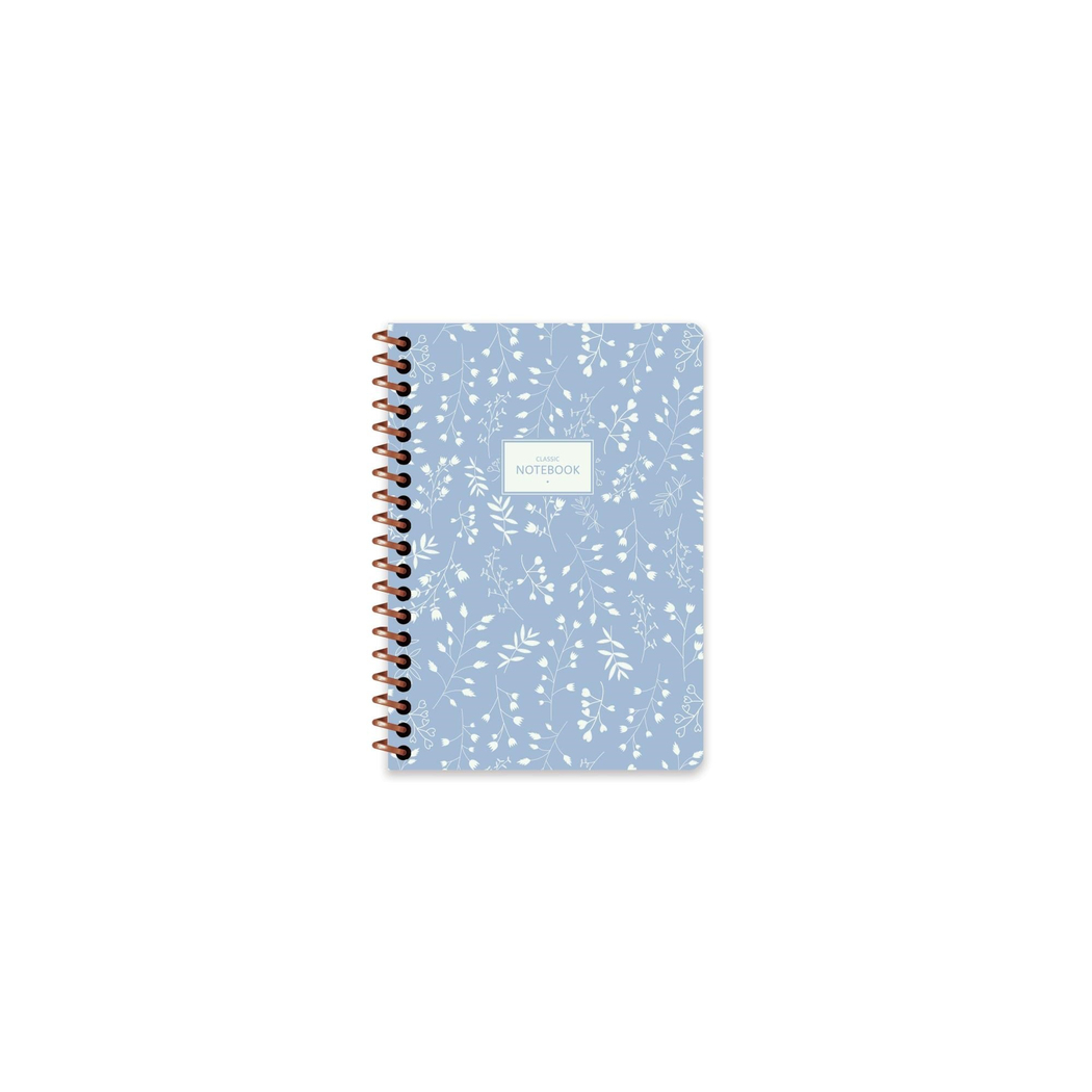 Keskin A6 Çizgili Spiralli Pastel Flora Defter - Mavi