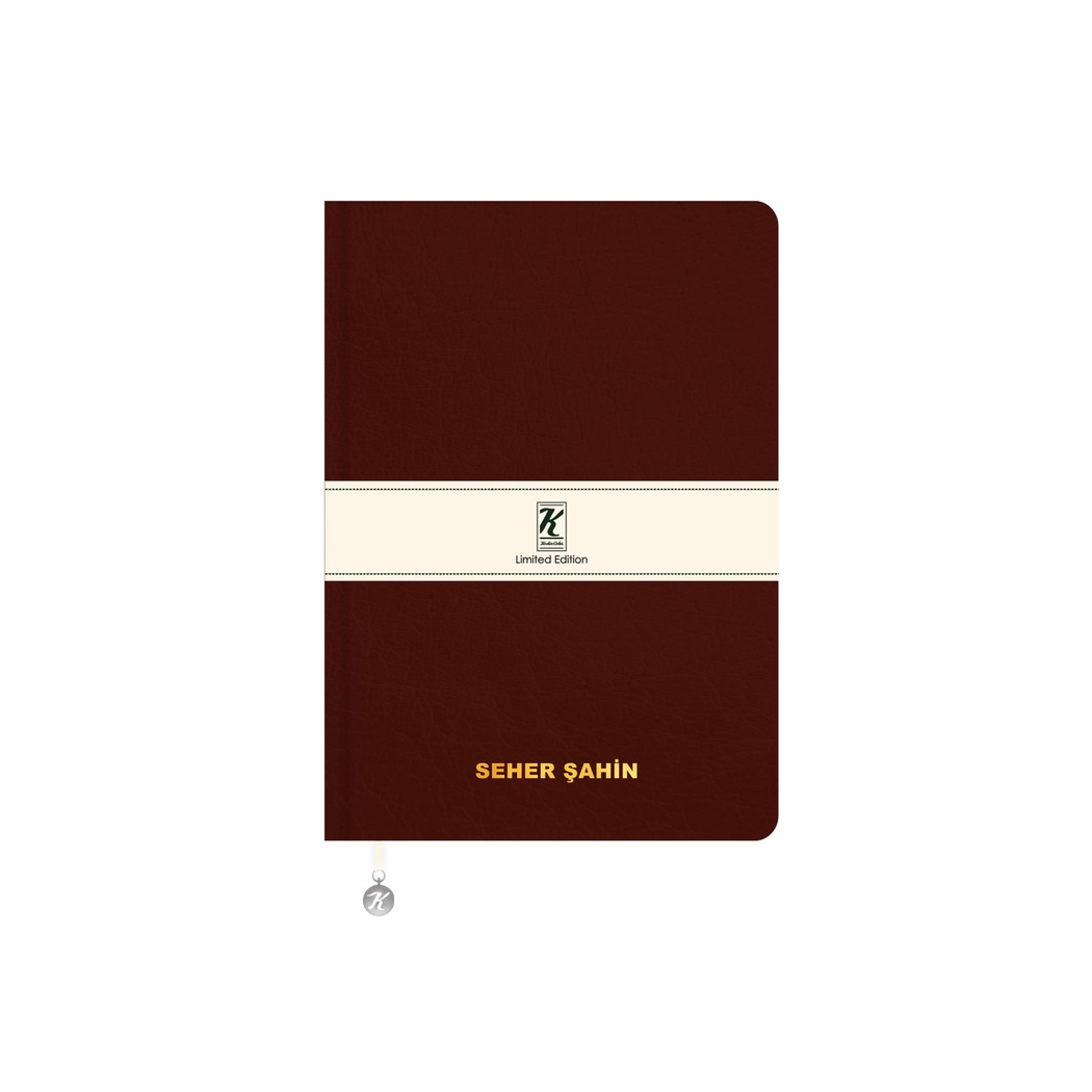 Kişiselleştirilebilir A5 Çizgili Termo deri ve Esnek Kapak Limited Edition Defter - Kahverengi