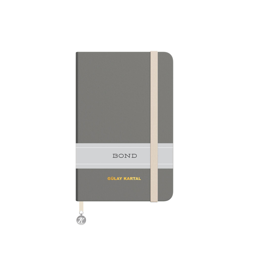 Kişiselleştirilebilir Çizgili Ciltli Bond Defter - Gri