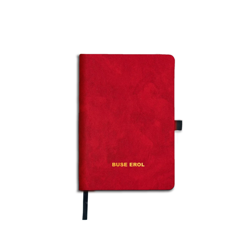 Kişiselleştirilebilir Çizgili Sert Kapak Citli Pronote Defter 14 x 20 cm - Kırmızı