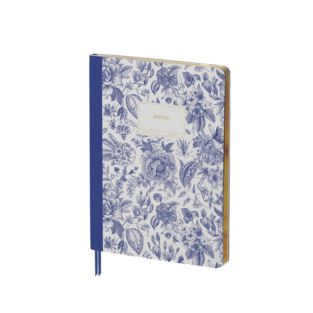 Limited Edition A5 Ciltli Sert Kapak Not Defteri Chinoiserie Mavi
