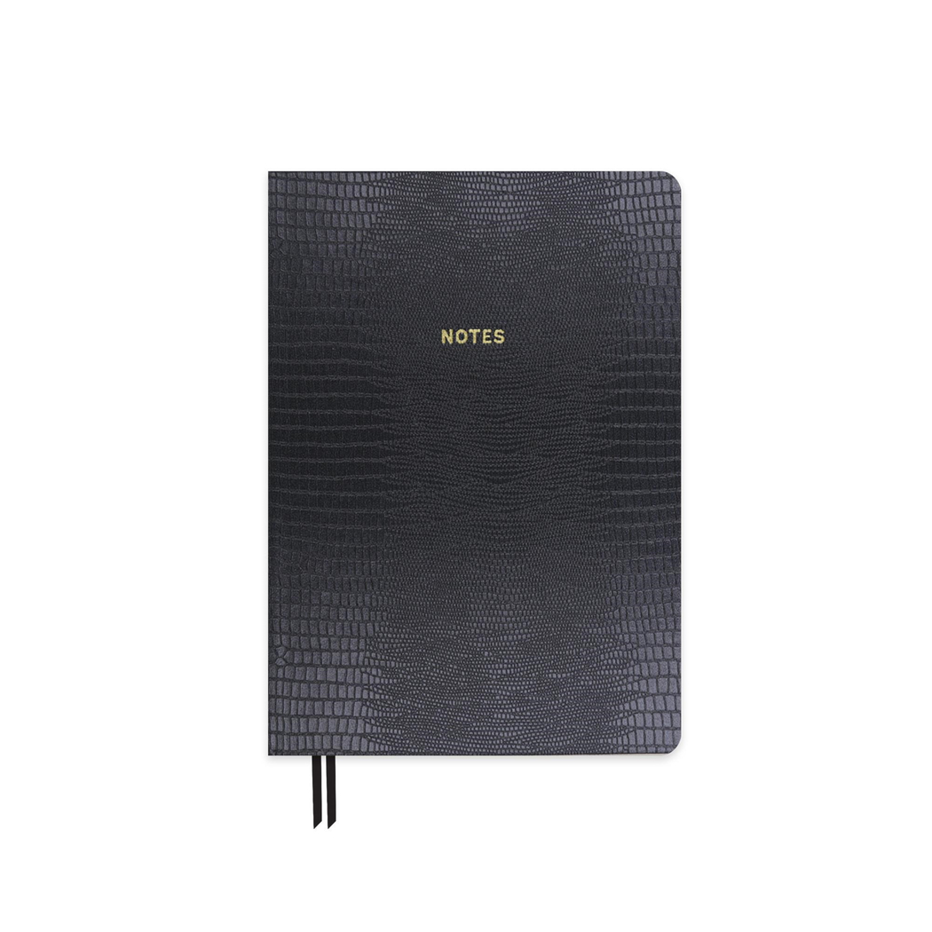 Limited Edition A5 Ciltli Sert Kapak Yılan Derisi Defter Siyah