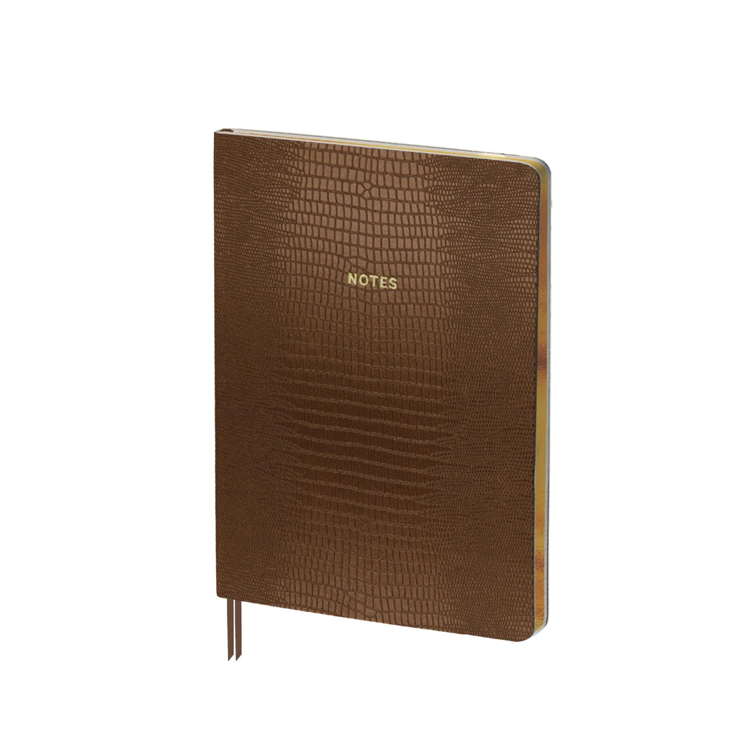 Limited Edition A5 Ciltli Sert Kapak Yılan Derisi Defter Kahverengi