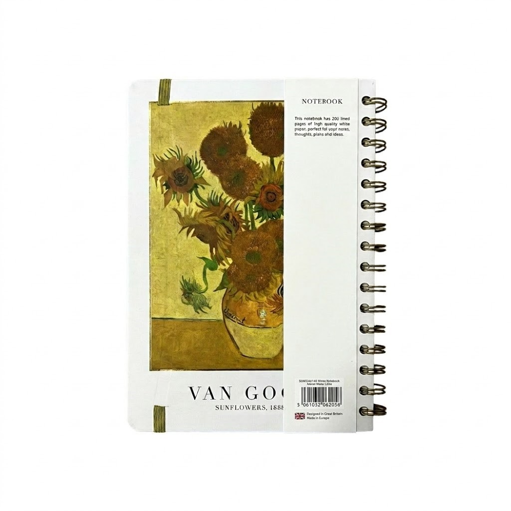 Limited Edition A5 Spiralli Sert Kapak Not Defteri - Van Gogh Sunflowers