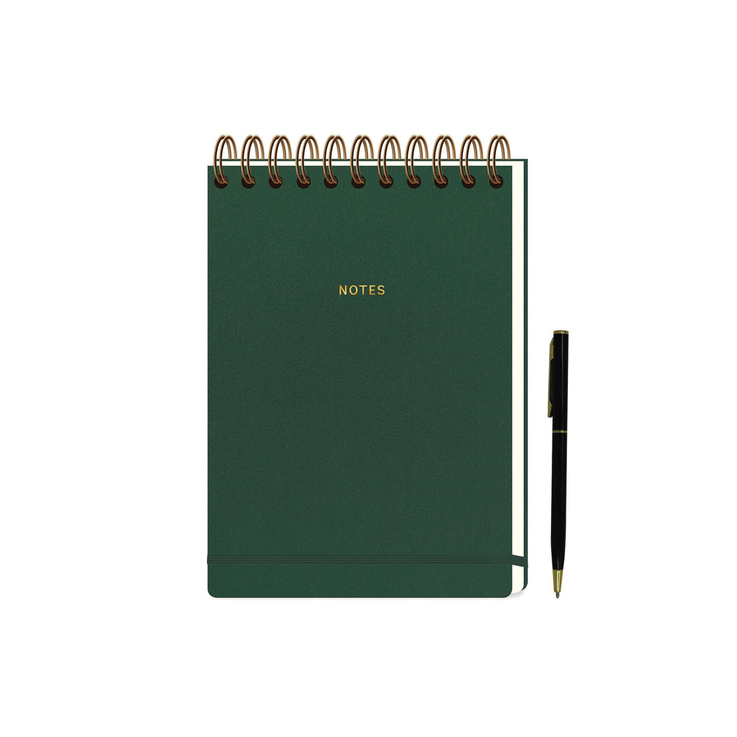 Limited Edition A5 Spiralli Sert Kapak Premium Not Defteri Kalem Seti Koyu Yeşil