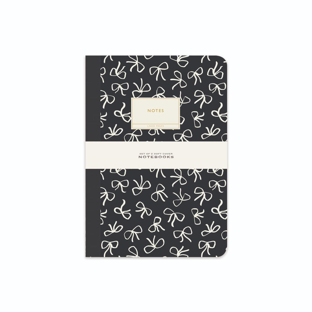 Limited Edition B5 Terzi Dikişli Karton Kapak 2'li Not Defteri - Black & White Bows