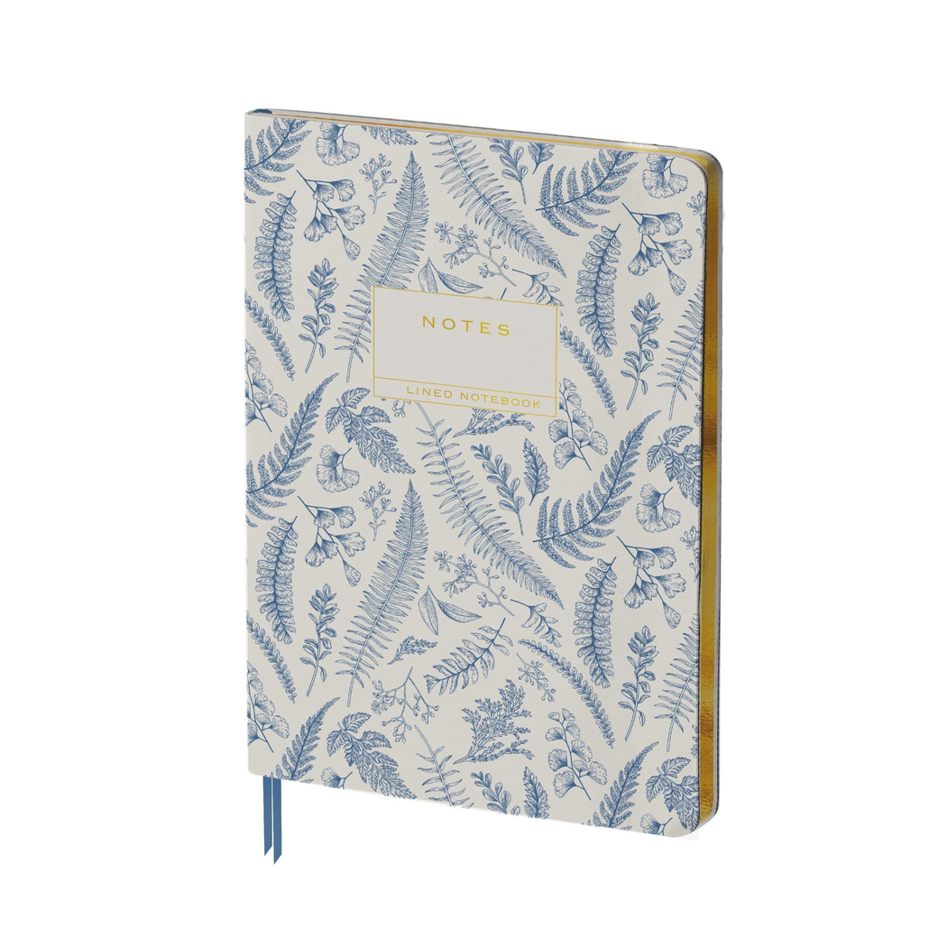 Limited Edition Yaldızlı Ciltli Defter Mavi Beyaz Çiçek 19x25