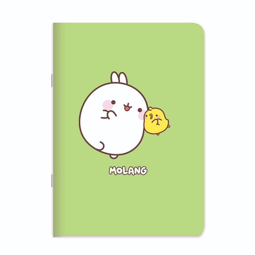 Molang 18,5x26 Tel Dikişli Stickerli Çizgili Defter - Yeşil