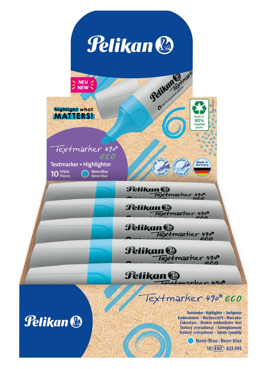 Pelikan 490 Eco Fosforlu Kalem Neon Mavi