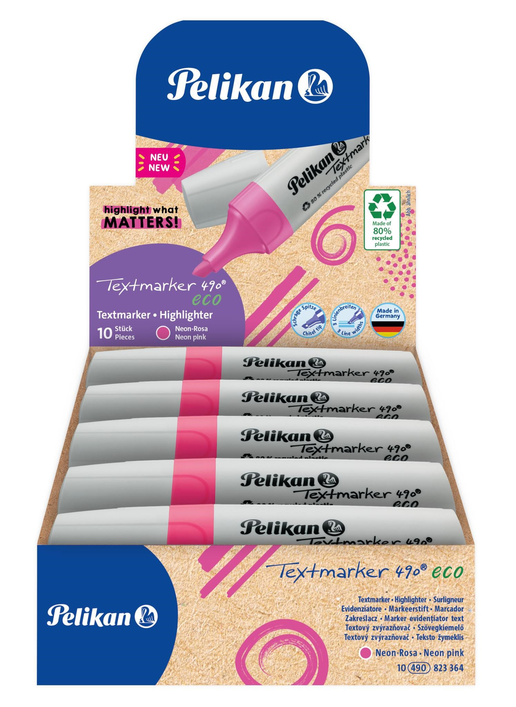 Pelikan 490 Eco Fosforlu Kalem Neon Pembe