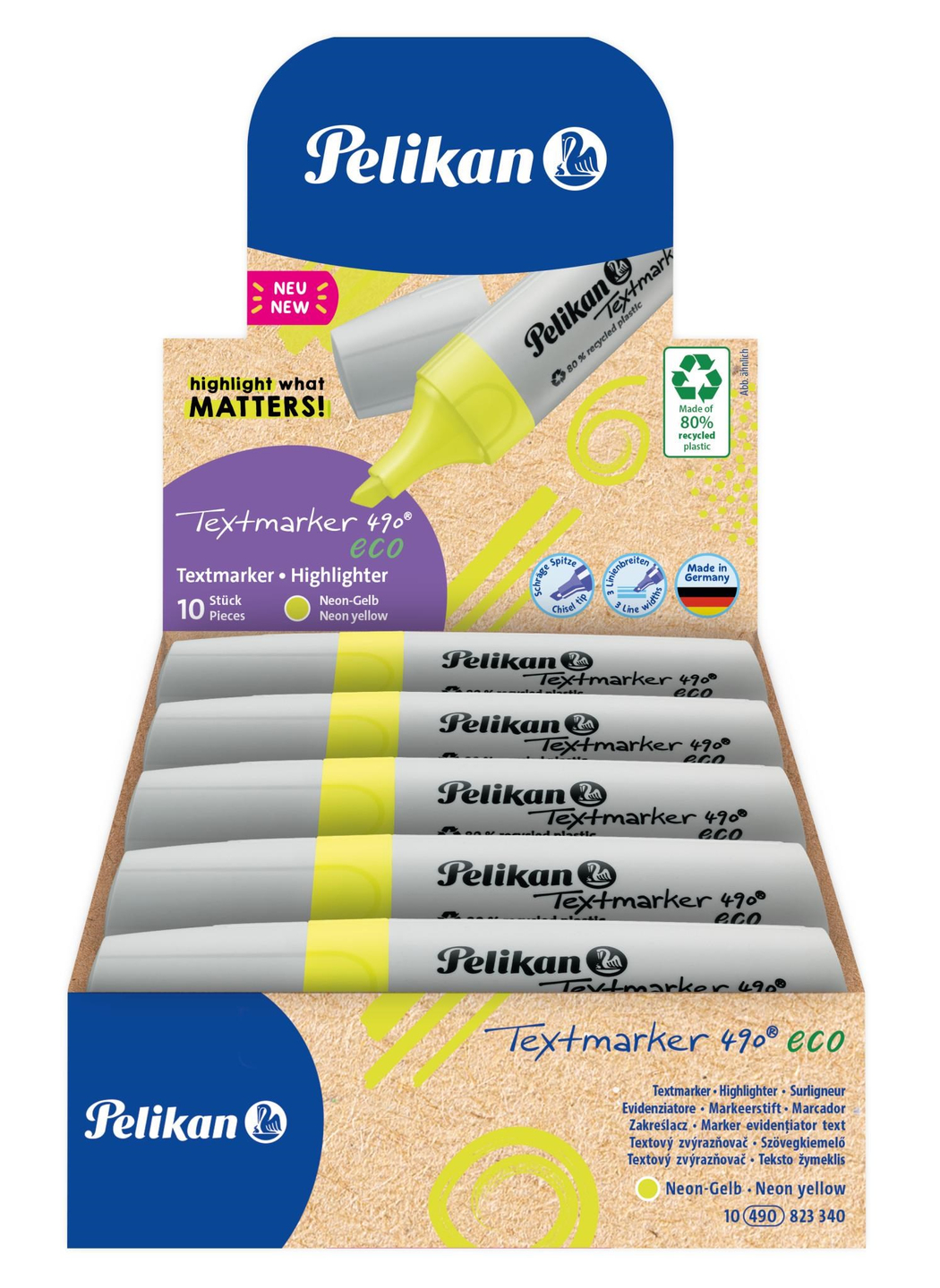 Pelikan 490 Eco Fosforlu Kalem Neon Sarı